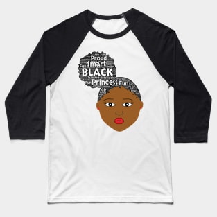 Afro Puff Girl Words in Afro Art Baseball T-Shirt